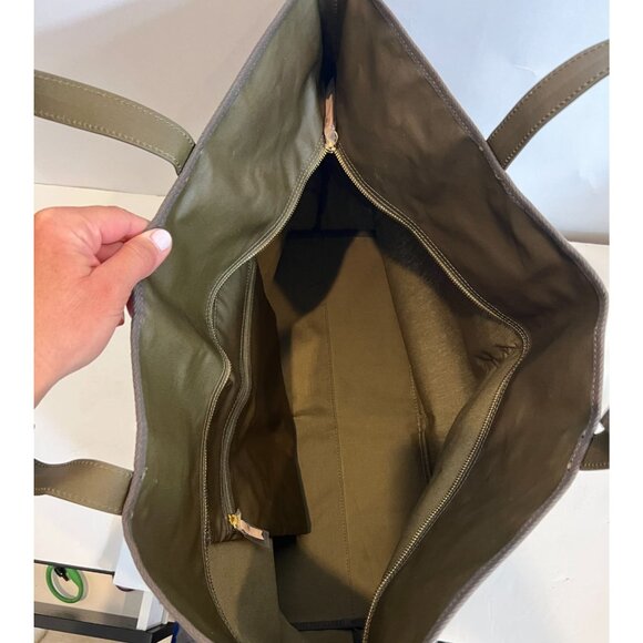 India Hicks Army Olive Green Large Canvas Tote Bag Double Strap Handles NWOT - Picture 9 of 10